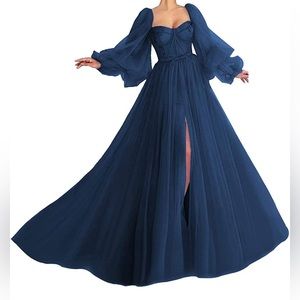 Tulle princess fairy gown with puffy sleeves